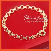 18K GOLD FILLED VINTAGE BELCHER BOLT RINGS LINKS CHAINS WOMENS SOLID BRACELET