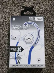 New Altec Lansing MZX890L-WHT Run Bluetooth Earbuds - Snow With Aqua Blue Glow