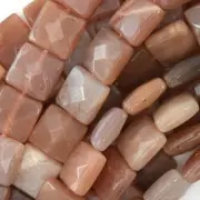 14mm faceted sunstone flat square beads 15" strand