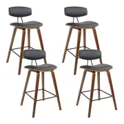 Artiss 4x Wooden Bar Stools Kitchen Stool Dining Chair Set Cafe Wood Black