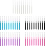 Lotsdonxia 50 Pcs Multifunctional Micro Eyebrow & Eyelash Brushes Set - 5 Colours, 360° Curved Spoolie, Brow Lamination Tools, Portable with Caps, Safe for Eyelash Extensions & Teeth Cleaning