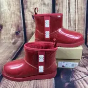 NEW UGG Classic Clear Mini II Waterproof Ankle Boots Red Kids Men’s 5 Women’s 6