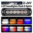 2PCS 6 LED Strobe Light Bar Car Truck Flashing Warning Hazard Beacon 12V 24V