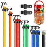 22pcs Bungee Cord Assortment with Metal Hook in Jar, Includes 10", 18", 20", ...