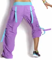 ZUMBA CARGO Samba Hip Hop PANTS-Converts-to-Capris w Snaps RARE! EliteZwear M,XL