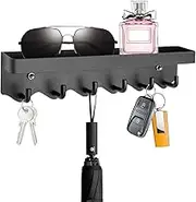 Key Holder for Wall Decorative Mail Holder, Aufondof Wall Mount Mail Organizer with 6 Key Hooks & Tray for Entryway, Living Room, Hallway, Kitchen, Easy Install Mail and Key Holder for Wall Mount