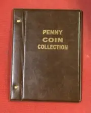 VST AUSTRALIAN 1d PENNY COIN ALBUM 1911 to 1964 MINTAGES PRINTED - BROWN COLOUR