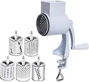 Rotary Cheese Shredder Home Corn Mill with Table Clamp for Walnut Nuts Spice White 5 Blade