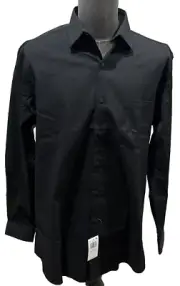 Van Heusen Black Dress Shirt Tall Fit Stretch Stain Shield 16 1/2 X 35/36 - NWT