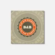 Bed And Breakfast Travel Label 4'' X 4'' Square Wooden Coaster