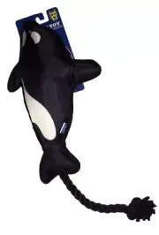 LIFE IS GOOD ORCA WHALE Plush DOG TOY W/H Tug & Pull Rope NWT