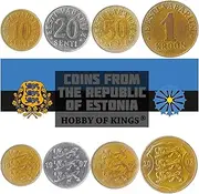 4 Coins from Estonia | Estonian Coin Set Collection 10 20 50 Senti 1 Kroon | Circulated 1997-2008 | Lions