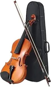 Melodic Wooden 3/4 Acoustic Violin Kit 4 Strings Natural Varnish Finish wtih Carry Case Bow Rosin