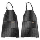 2Pack Kitchen Cooking Aprons Adjustable Chef Apron 2 Pockets Black Stripes