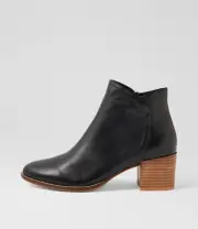 New Django & Juliette Mousa Black Natural Leather Ankle Boots Womens Shoes