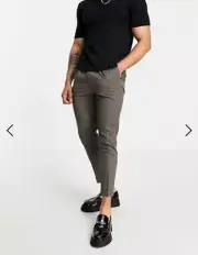 NWT ASOS Design Men's tapered turnup smart Suit Pants Textured Camel W 31" L 30"
