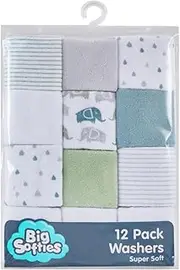 Big Softies Supersoft Spot Baby Washers 12 Piece Set, Green, 12 Count