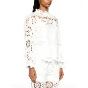 Zimmermann Women's Ivory Lexi Embroidered Blouse Size 8