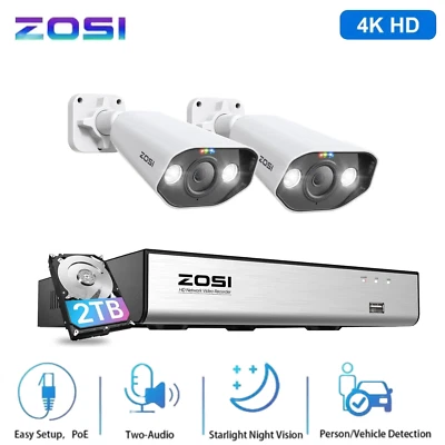 ZOSI 4K 8MP 8CH NVR 3K PoE Security CCTV Camera System Human Detection 2TB HDD