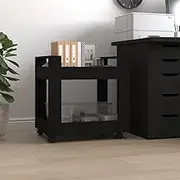 Desk Trolley with 2 Open Shelves and Wheels, Movable Storage Organizer Cart for Office Living Room, 60 x 45 x 60 cm, Engineered Wood