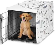 Sweet Jojo Designs Cartoon Puppy Print Dog Crate Cover – Kennel Covers for 36 Inch Pet Cage Medium - Neutral Grey Taupe Blue White Modern Bulldog Wiener Doggy Paw Print Gray