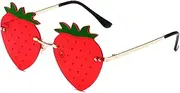 [Huraoerrrr] Strawberry Party Favors, Sunglasses with Nose Pad Smooth Hinge UV 400 PC Lens Metal Frame for Cosplay Costume