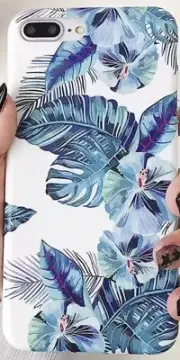 Floral Blue White Aesthetic Art Design iPhone 11/XR/XS/X/8/7/6s/6 Phone Case