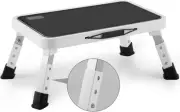Folding Step Stool, Height-Adjustable Stool with Silver, White, Black