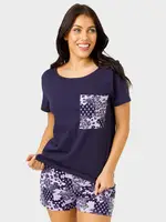 Edited Sleep Women's Elasticated Waist Cotton Jersey Pocket Pyjama Set, Blue, Size 8