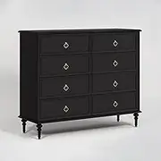 GUAWJRZDP Chest of Drawers, Retro Storage Cabinet, Drawer Chest, Multiple Drawer Storage, Drawers Organizer Storage, Hollow Handle, for Bedroom Living Room, Closet(Black,8-Drawer)