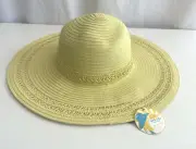 Collection Eighteen Yellow 100% Paper Straw Floppy Sun Hat UPF50+ One Size NWT