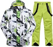 HOTIAN Men's Ski Jacket and Trousers Set Men's Snowsuit Winter Warm Snow Skiing Sets Waterproof Windproof Snowboard Set