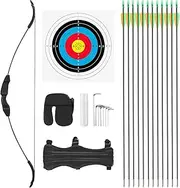 20lbs/30lbs/40lbs Recurve Bow and Arrow Set Archery Bow Set Hunting Target Shooting Beginner Bow Kit Left Hand Right Hand Outdoor Fishing,Black