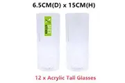 12 x Clear Acrylic Plastic Tall Drinking Glass Wine Beer Coffee Tea Party Wedding Cup