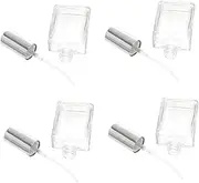 VINTORKY 4Pcs Transparent Square Flat Spray Bottle Refillable Glass Mist Dispenser for Perfume and Makeup Portable Design with Silver Lid