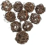 WOONEKY 10pcs Natural Wicker Rattan Balls Rustic Decorative Sphere Orbs for DIY Projects Versatile Vase Fillers for Home Party Wedding Centerpieces and Table Decor