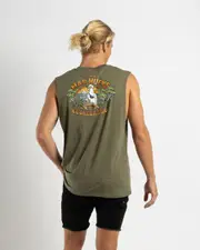 [The Mad Hueys] The Mad Hueys Men's Cookedatoo Eshay Muscle Tank Top in Olive Green Size 2XL 2XL Olive Green