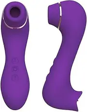 Double clitoral sucking and tongue vibrator, realistic clitoral sucker, adult sex toys for couples, female s suction cup, couple sex toys, G-spot vibrator (purple)
