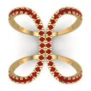 0.62Ct Round Cut Pink Tourmaline Solid Gold Statement Engagement Promise Ring