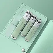 4 Pcs Manicure Set Stainless Steel Nail Clippers, Beauty Tool Portable Set Professional Grooming Kits, Travel Nail Kit for Men and Women (Green)