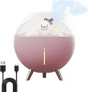 Multi-Functional Humidifier with Timer, 260ML Cool Mist Humidifier with USB Port, Silent Portable Humidifying Device with Night Light, Rechargeable Air Humidifying Unit for Nursery, Office Pink