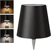 nulmvic Wireless Bottle Lamp Shade - Portable LED Wine Bottle Lamp with Stopper, 3 Color Stepless Dimming Rechargeable Touch Wine Bottle Lights for Any Liquor Bottle Bars Restaurants (Black, 1 Pack)