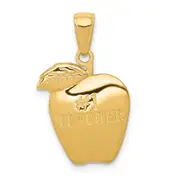 14k Yellow Gold #1 TEACHER Apple Pendant