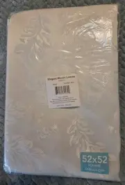 Elegant 52"x 52" Square Shape Table Cloth, 100% Polyester, Beige Color Floral