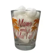 Trader Vics Mama Needs a Mai Tai Glass Tiki Bar Cocktail Barware Hibiscus Palm