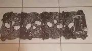 Benson Mills Black Vinyl Skull & Roses Decorative Centerpiece 13" X 36" ~ NEW!