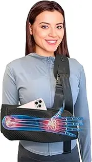 Arm Sling, Upgraded Straps, Ultimate Comfort, Convenient Pocket, Arm Sling Shoulder Immobilizer for Shoulder Injury, Elbow Injury, Wrist Injury, Fractured Bones, Rotator Cuff Support (L/XL)