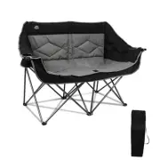 Folding Loveseat Camping Chair,Portable Double Chair w/Cup Holder,Wine Glass
