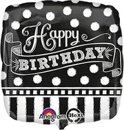 Anagram Standard HX Black and White Chalkboard Birthday S40 Balloon, 45 cm Size