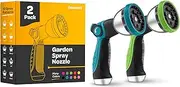 SEWANTA Hose Nozzle [2 Pack Green/Blue] Heavy Duty Sprayer With 10 Adjustable Watering Patterns-Thumb Control Design,Comfortable Ergonomic Grip,Garden for Plants & Lawns. Fun showers/Cleaning